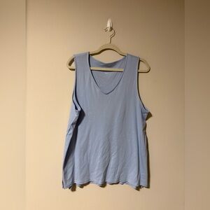 J. Jill Pima Cotton Light Blue V-Neck Tank Top Large